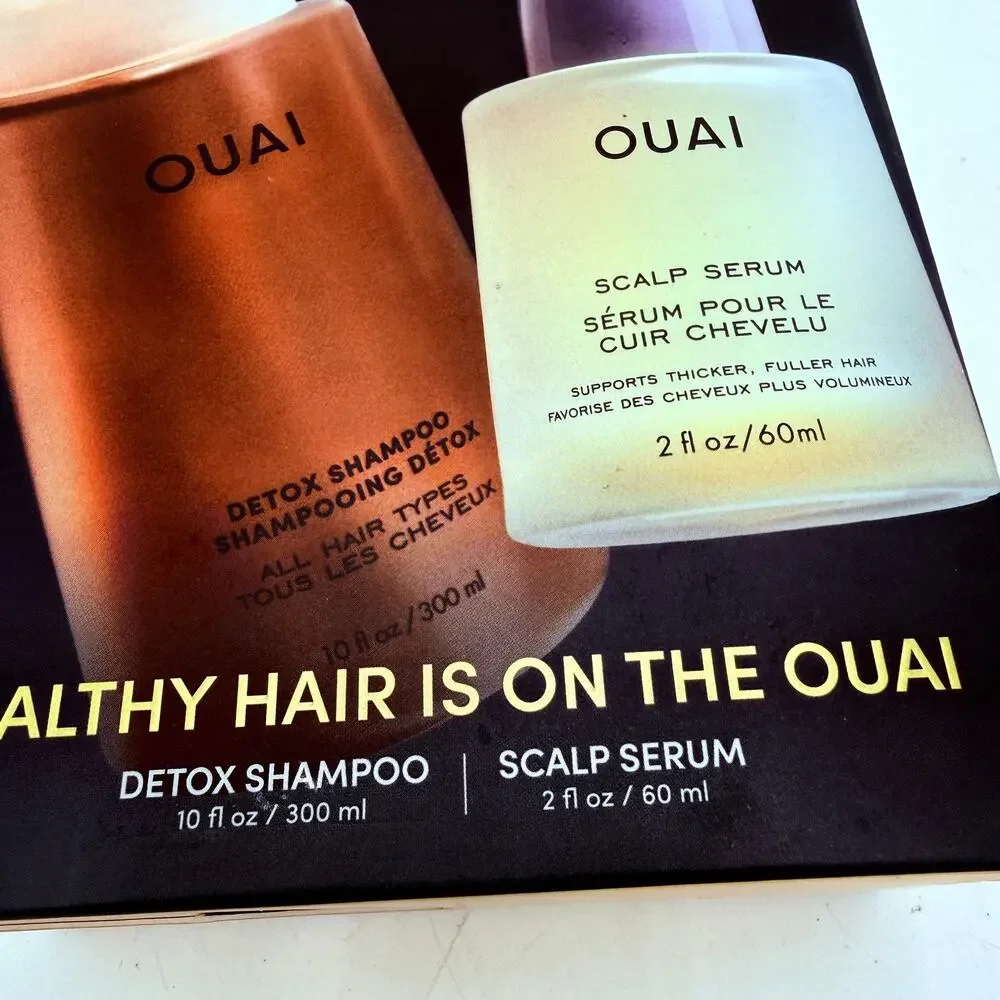 OUAI Healthy Hair Set Full Size Detox Shampoo & Scalp Serum Kit New in Box
